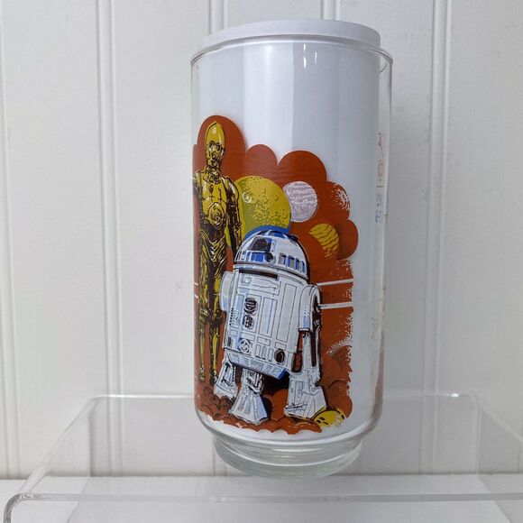 Star Wars Burger King Drinking Glass 1977 Coca-Cola R2-D2 & 3-CPO Misaligned Art - Picture 3 of 7